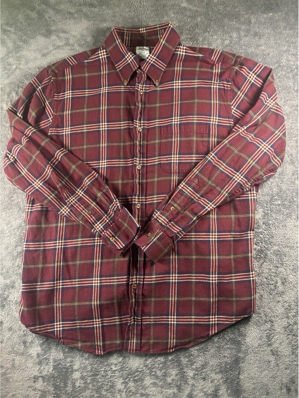 Brooks Brothers Regent Shirt Mens XL Red Blue Plaid Flannel Button Long Sleeve